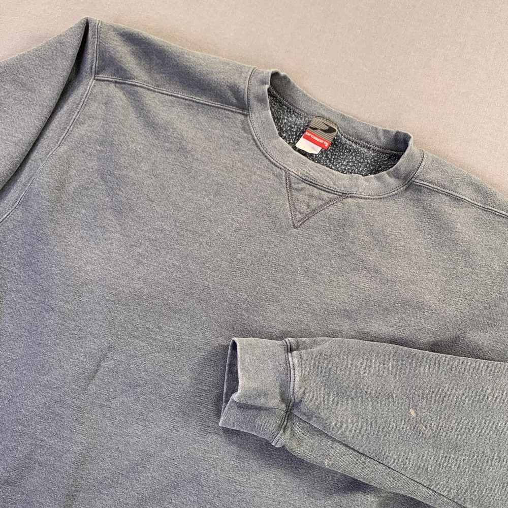 Pro Spirit Sweatshirt Mens 2XL Gray Blank Crewneck Fleece Pullover Solid Y2K